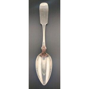 O.D. Seymour (1843-1850) Pure Coin Silver 9" Serving Spoon Fiddle Pattern 48 g